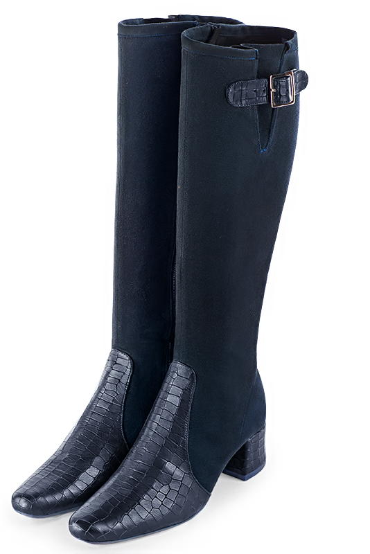 Bottes cuir shop bleu marine femme